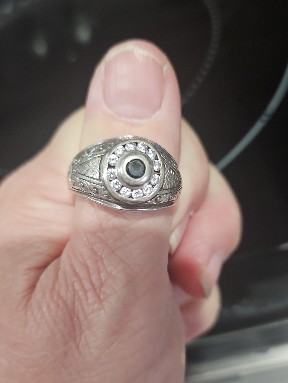Men's signet ring with black onyx stone in 925 sterling silver Size 10